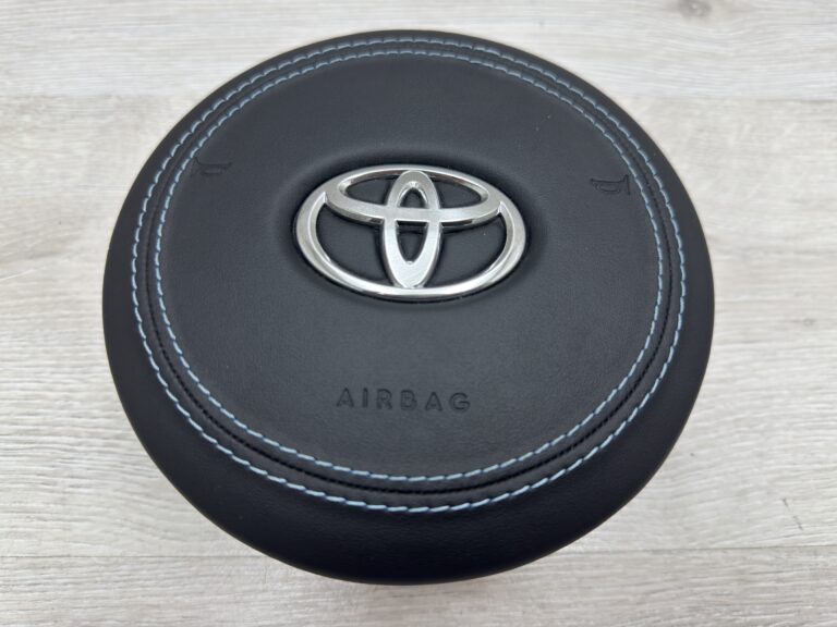 Skórzana poduszka kierowcy z niebieskimi szwami Toyota Supra MK4 NAPRAWA